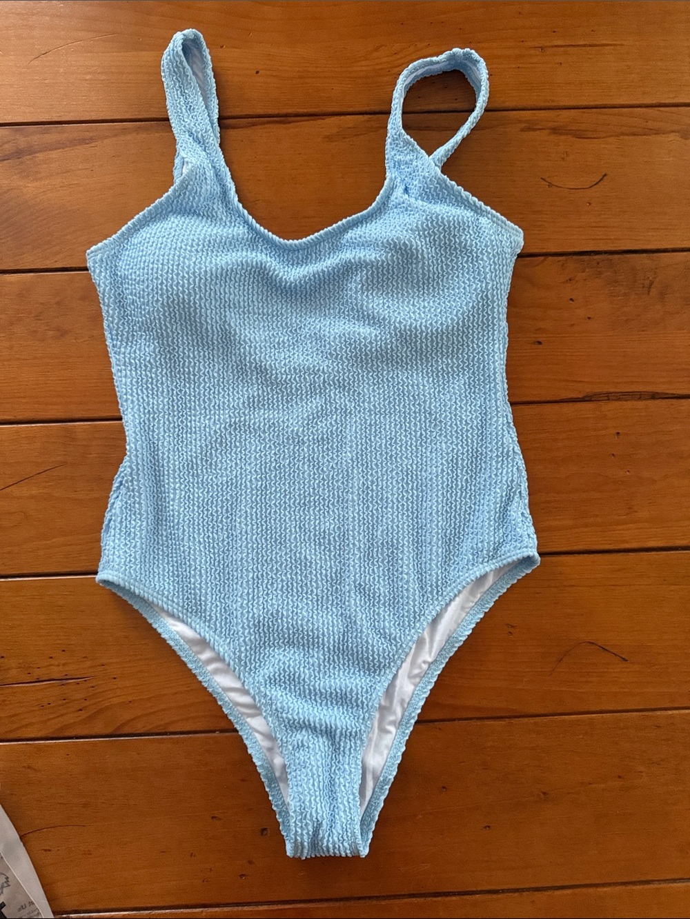Light Blue Textured One-Piece Swimsuit
